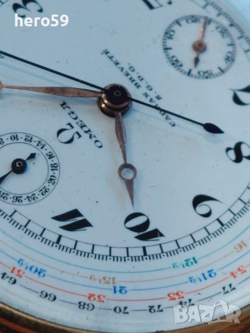 Джобен часовник Омега хронограф Златна 18к.Omega watch chrono-tachymetre Rare 18 carat yellow gold, снимка 14 - Мъжки - 43791330