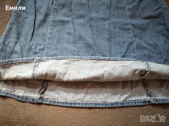 Нова дамска къса дънкова рокля с буфан ръкави р-р L, снимка 8 - Рокли - 43697660