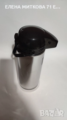 Голям термос с помпа корпус стомана стъклена колба, снимка 3 - Термоси - 52458989