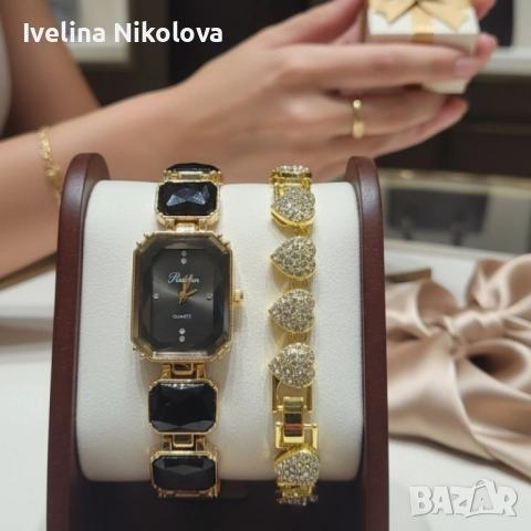 Дамски комплект часовник с кварцов механизъм и гривна, снимка 2 - Дамски - 52481100