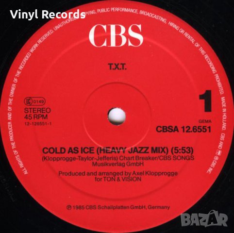 T.X.T. ‎– Cold As Ice ,Vinyl, 12", снимка 3 - Грамофонни плочи - 33676939