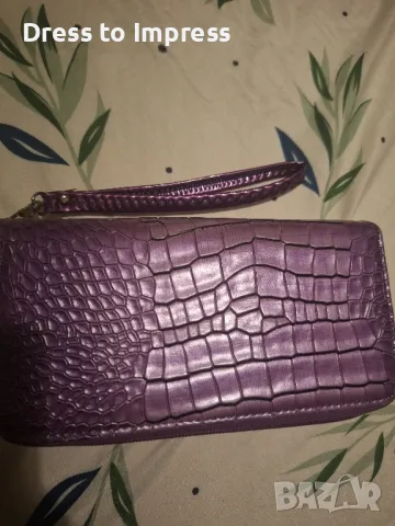 Лилаво портмоне с два ципа крокс, снимка 2 - Портфейли, портмонета - 48952111