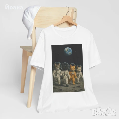 Дамска тениска с котки космонавти