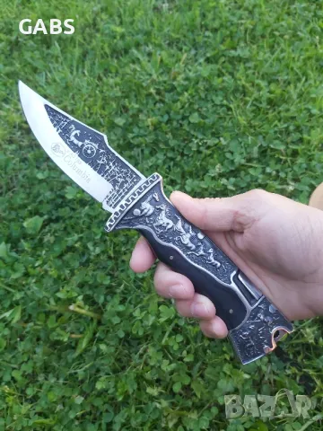 Масивен сгъваем ловен нож Columbia с гравирано острие и дръжка А3189 , снимка 9 - Ножове - 50095345