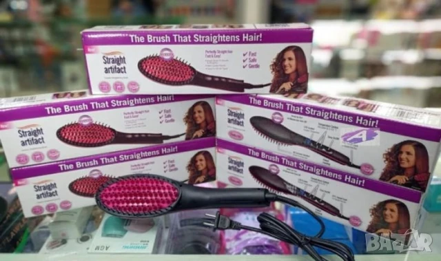 Четка за изправяне и изсушаване с LCD дисплей и 3D керамични цилиндри