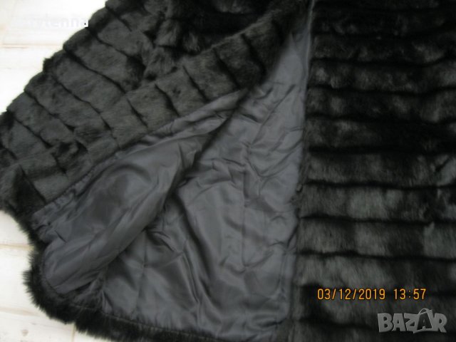Елегантно палто от еко кожа с косъм, снимка 4 - Палта, манта - 27259211