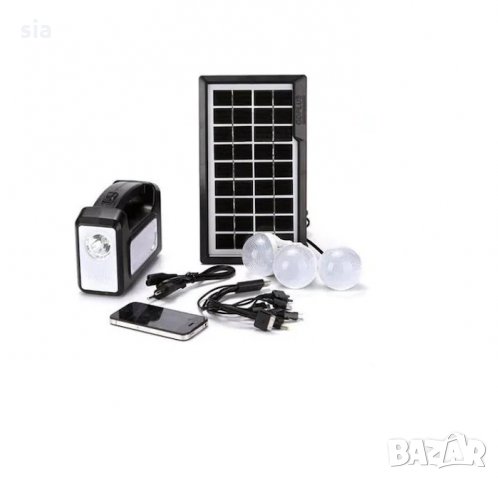 GDLITE 3 Соларна система за домашно и къмпинг осветление, 3 крушки, 3-7W, черен