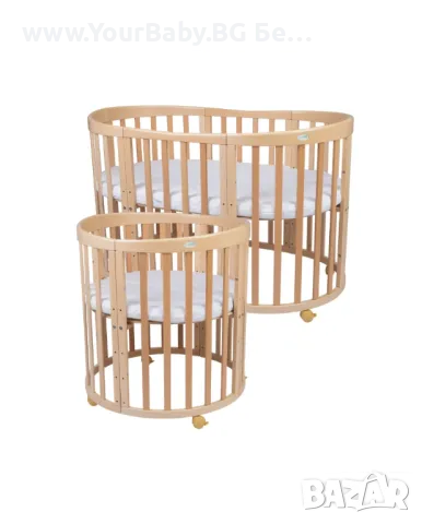 Розова Принцеса дървена кошара за бебе 7в1 Овал, Детско легло 0-10 год., снимка 7 - Кошарки - 50282026