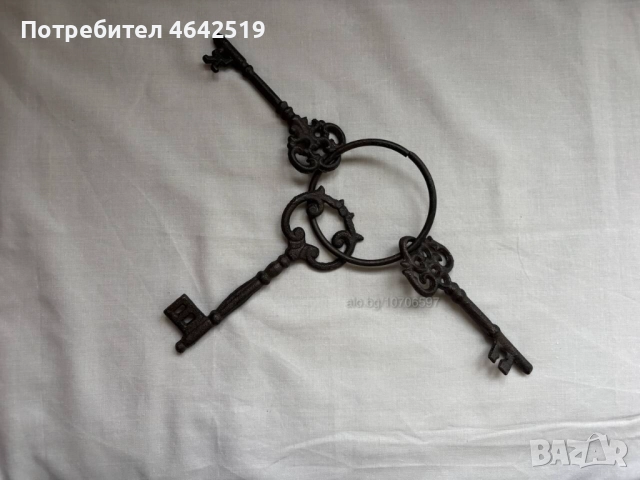 Декоративни винтидж ключове с халка, снимка 13 - Декорация за дома - 52377403