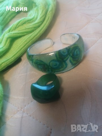 Нова Зелена рокля фино машинно плетиво +гривна и пръстен , снимка 14 - Рокли - 43910841