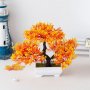 Декоративен изкуствен бонсай в саксия,Оранжев цвят, снимка 1 - Стайни растения - 43337079