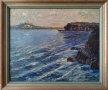 Картина, море, вълни, скали, худ. Д. Дионисиев (1908-1992), снимка 1