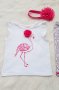 Тениска фламинго и късо клинче за момиче 80-86см., снимка 5