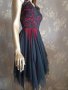 Нова италианска рокля в черно и червено, тюл и дантела М, снимка 14