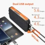  Преносима батерия STELS SolarPro 16K, PowerBank 16000mAh, соларен панел, LED фенер, снимка 4
