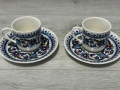 Сервиз за двама два комплекта чаши ръчно рисувани с позлата , снимка 3