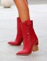Боти на ток - червена кожа - CB95, снимка 2