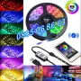 Многоцветна LED лента 5 м с Bluetooth, ЛЕД диодна лента с управление от телефон , снимка 1