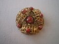 брошка Винтидж червен на петна - яспис, снимка 7