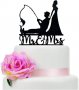 Младоженци рибар пластмасов топер табела украса декор за торта сватба сватбен 