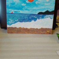 Морски пейзаж акрил върху платно, снимка 6 - Картини - 37250095