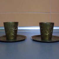 Бронзови чашки и подложки., снимка 3 - Декорация за дома - 36678794