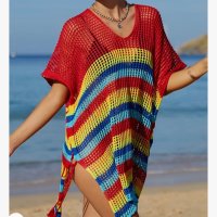 Плетено пончо за плаж 954 универсален размер, снимка 1 - Бански костюми - 42950822