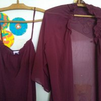Дамски копринен комплект халат и нощница,дамски потник , снимка 2 - Нощници - 32916057