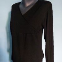 Памучна еластична блузка с прекръстосано деколте / голям размер , снимка 2 - Блузи с дълъг ръкав и пуловери - 15415129