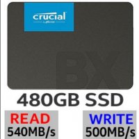 480GB Solid State Drive (SSD) Crucial BX500, 3D, NAND, SATA 2.5 инча диск лаптоп , настолен, снимка 1 - Твърди дискове - 32949028