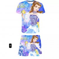 Летен комплект за момичета 3D тениска и шорти Cinderella, 7цвята - 023, снимка 5 - Детски комплекти - 37624305