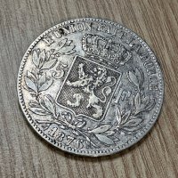 5 франка 1876 г, Белгия - сребърна монета, снимка 1 - Нумизматика и бонистика - 43474765