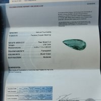 Натурален Параиба Турмалин, Синьо-Зелен - 2.68кт.! Сертифициран, НОВ! , снимка 9 - Колиета, медальони, синджири - 43826865