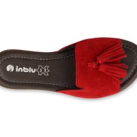 Inblu Италиански дамски чехли от естествен велур, Червени, снимка 3 - Чехли - 43425191