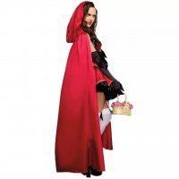 Halloween costume -  Червената шапчица  Рокля, ръкавици, наметало, чанта тип бонбон Размер  С/М  90 , снимка 2 - Комплекти - 38240243