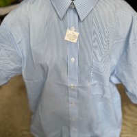 Синя мъжка риза с къс ръкав, снимка 3 - Ризи - 34914194