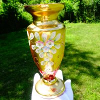 Bohemia кристална ваза,злато. , снимка 12 - Вази - 33145692