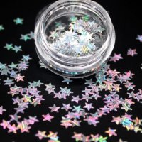 Звездички Холограмни лазер дъга ефект конфети декорация за нокти маникюр, снимка 1 - Продукти за маникюр - 32827389