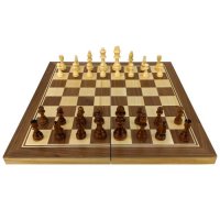 3 в 1 - Шах, дама и табла, Размери 49x49 см, Дървена шахматна дъска, от иглолистно дърво, снимка 2 - Шах и табла - 43209093