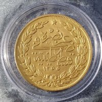 Златна монета Османска империя 100 куруша Абдул Меджид I , снимка 2 - Нумизматика и бонистика - 38328428