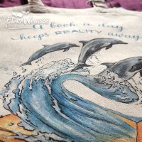 Текстилна чанта / торба за пазар с дълги дръжки "Делфини" /принт, авторска илюстрация/, снимка 5 - Чанти - 27069637