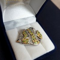 висулка рибка - сребро с камъни Swarovski, снимка 1 - Колиета, медальони, синджири - 28042148