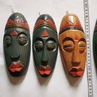 Африкански маски 5 броя, снимка 2 - Антикварни и старинни предмети - 30949352