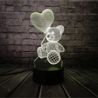 ❌ Уникална и ефектна 3D ефектна LED лампа TEDDY BEAR ❌, снимка 2 - Друга електроника - 40463606
