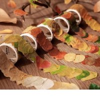 50 бр хартиени есенни листа ролка самозалепващи лепенки стикери за декорация крафт картички и др, снимка 3 - Други - 38460262