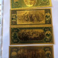 Пълен комплект позлатени сувенирни банкноти-USA, снимка 4 - Нумизматика и бонистика - 43785175