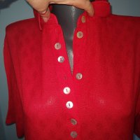 Копринена риза тип туника "c.h.i.c.c." / копринена риза голям размер / червена туника, снимка 4 - Туники - 28487733