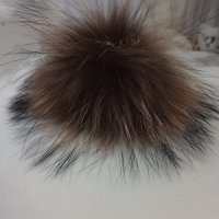 Прошарен Помпон Естествен косъм за шапка, снимка 4 - Шапки - 44132872
