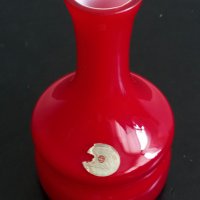 Червена опалинена стъклена ваза в стил арт деко от Мурано, снимка 4 - Вази - 39854738