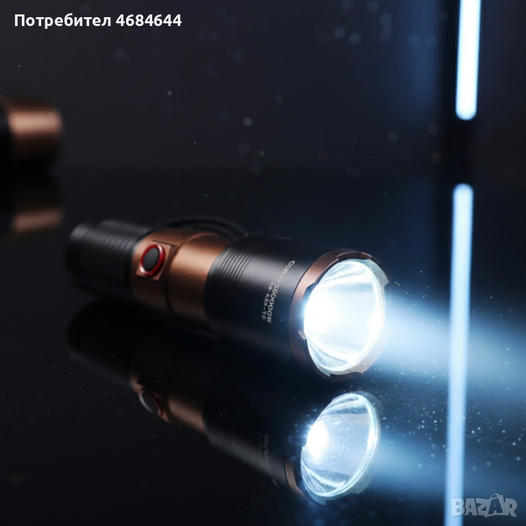 Мощен LED фенер с 2000 м обхват – USB-C, Power Bank, снимка 1